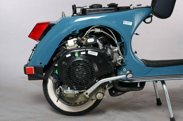 The engine of the LML Stella 150 Classic Scooter